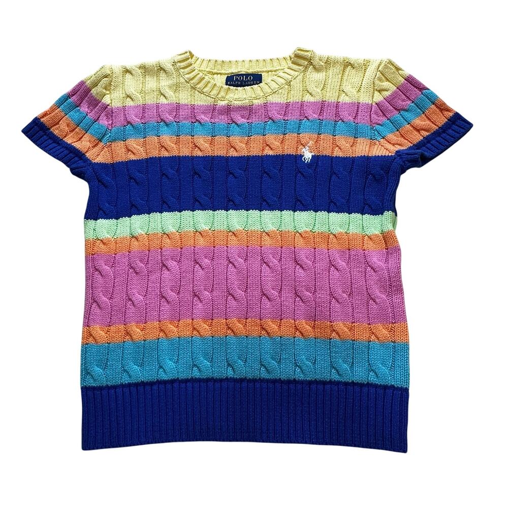 Polo Ralph Lauren Short Sleeve Sweater sz 7 Cable Knit Polo Sweater